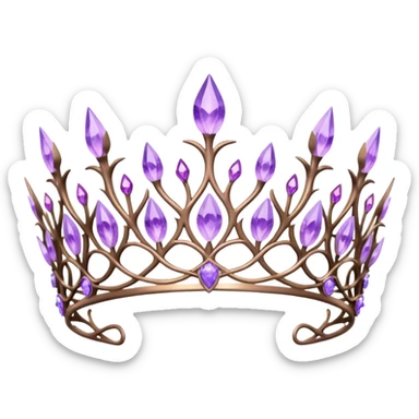 Elvish thorny fae pastel purple Tiara-crown with lilac flowers and amethyst crystals adorning it  sticker