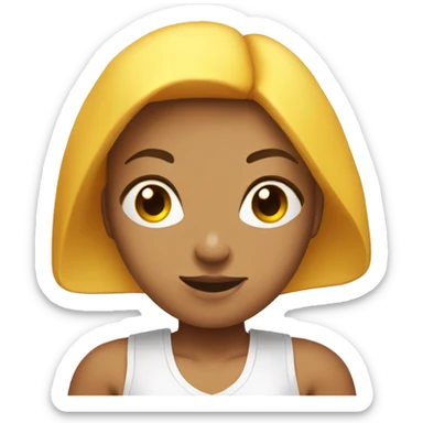 Boxing girl, yellow bob hair, white skin, red boxing gloves sticker