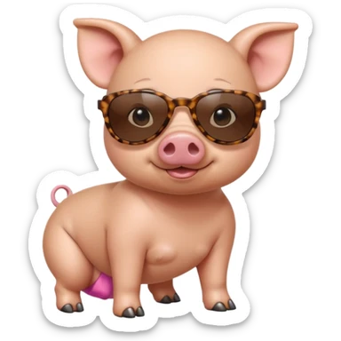 cute pig wearing cool sunglasses and bakini on all fours sticker