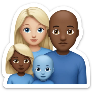 Eigene Familienbild mit 3 Personen; Frau mit dunklen Augen und dunkle lange Haare; Vater mit Vollglatze und Blaue Auge und ohne Brille;  kleinkind mit blonden Haaren und dunklen Augen und ohne Brille sticker