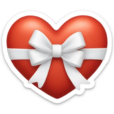 Red heart with white bow sticker