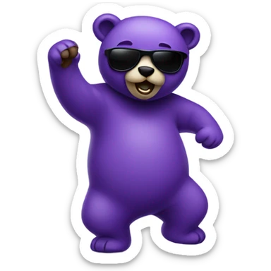 Violet bear with dark glasses dancing sticker