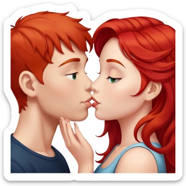 A girl and boy kissing the girl with red hair  sticker