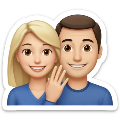 Woman on husbands face sticker