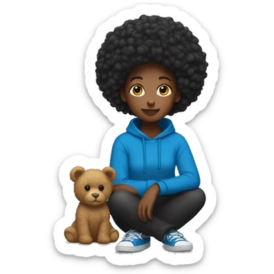 Black girl with afro haïr Blue with a sweatshirt ted  sticker