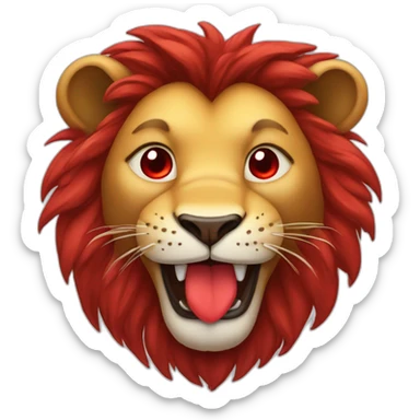 Lion smiling face with red hearts instead of eyes sticker