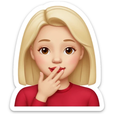 Hand over mouth with blushed cheeks more redness on cheek and smiling  sticker