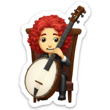 Antonio Vivaldi Red wig old chibi sitting chair banjo sticker