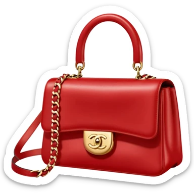 chanel bright red color bag gold hardware sticker