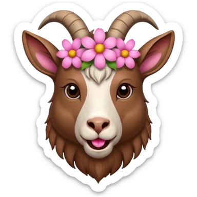 Keçi kafası agzında çicek sticker