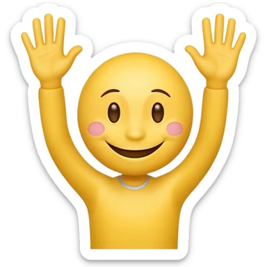 Smiley face with hands waving  sticker
