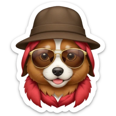 dog with hat and sunglasses sticker