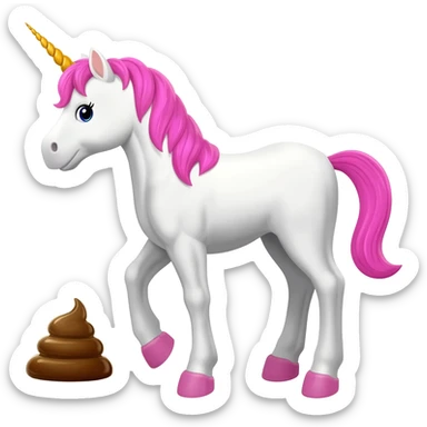 unicorn and poop behind sticker