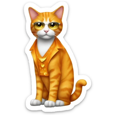 Orange cat in 70s disco outfit sticker