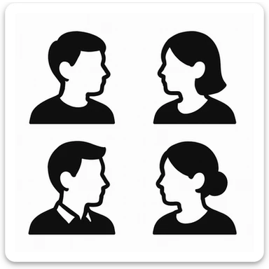 Make the same monochrome default avatars on a white background and change the direction they are facing.
Right now, they are facing 4 o'clock. They need to face 8 o'clock. sticker