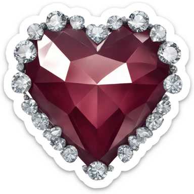 Burgundy heart-shaped diamond sticker