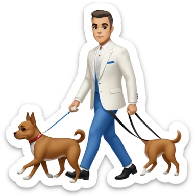 Robbie Williams walking a dog sticker