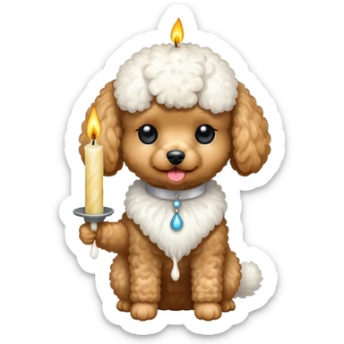 toy poodle holding a candle sticker