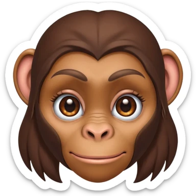 female ape face with eyelashes and feminine features sticker