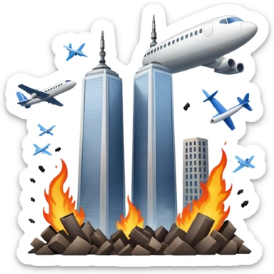 Twin towers being hit by plane  sticker