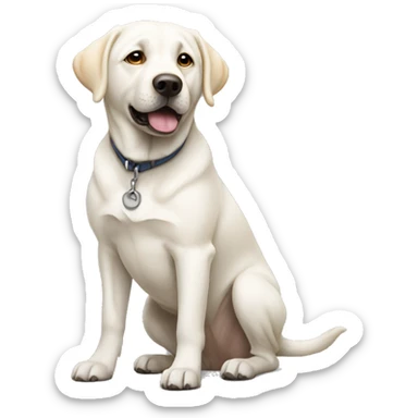 Make a white lab dog doing the gritty sticker