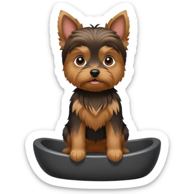 Yorkshire terrier na privada sentado fazer poop sticker