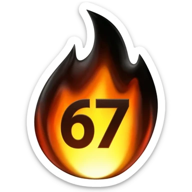 generate a black 67 burning in a black flame sticker
