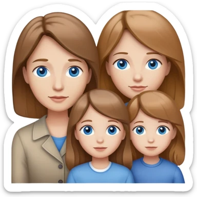 Family with mother, father and three little girls, everyone has light brown hair and blue eyes sticker