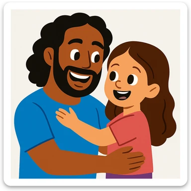 Keep the dad and young girl as they are, change the background to solid white in vibrant toon style. sticker