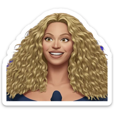 smiling blonde girl on blue sticker