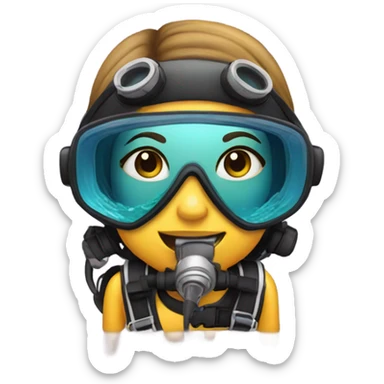 girl in scuba diving gear underwater sticker