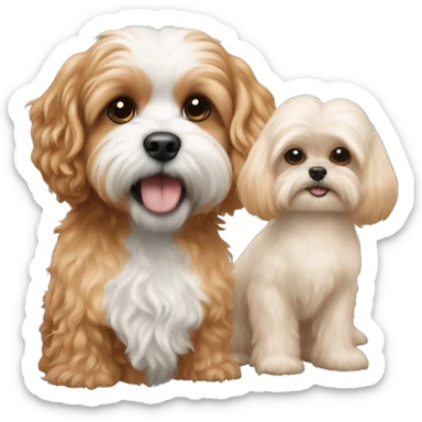 Peach large cavapoo next to a shitzu sticker