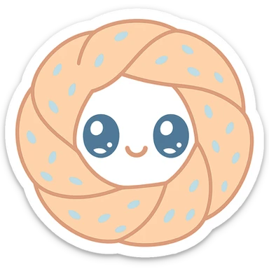 a simit, the Turkish sesame bagel, cute kawaii style sticker