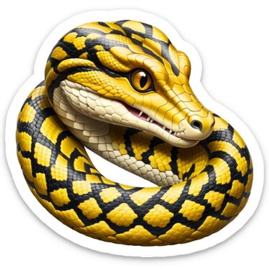 cinematic-noble-anaconda-portrait-emoji,-poised-and-imposing,-with-a-massive,-sinuous-build-draped-in-intricately-patterned-scales-and-piercing,-focused-eyes,-simplified-yet-sharp-and-sophisticated-features,-highly-detailed sticker