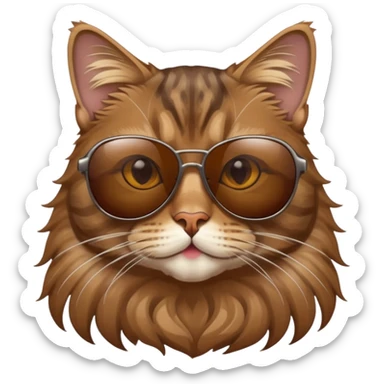 Maincoon tabby brown with sunglasses sticker