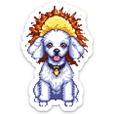 poodle dog with exploding head sticker