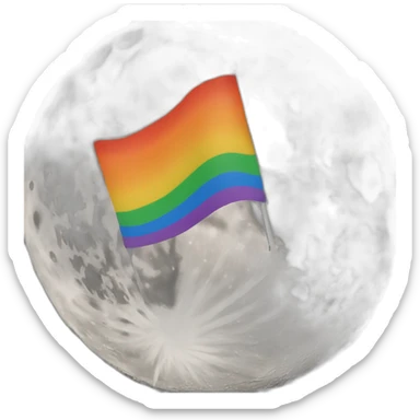 Pride flag on the moon sticker