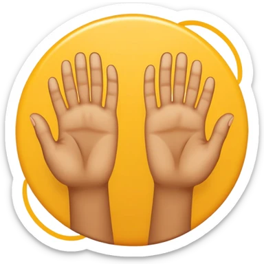 2 hands around a yellow circle with a dot in the middle and 2 feet on top sticker