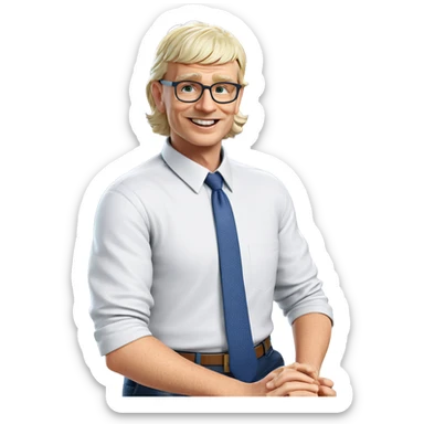 smiling elderly man in shirt sticker