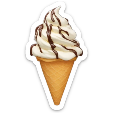 Vanilla chocolate swirl soft serve in a cake cone sticker