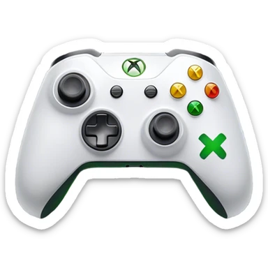 Clash of Clans aesthetic: Cinematic Playful Xbox Controller (Original Duke) Portrait Emoji, rendered in a 3D vector-style similar to standard emojis with minimal shading and bold, simplified shapes. A compact, distinct form with signature details, softly glowing with a modern gaming energy charm. Simplified yet unmistakably iconic, highly detailed and consistent, glowing with a soft radiance and high shine. Stylized with a touch of next-gen innovation and a soft glowing outline, capturing the essence of a beloved gaming relic with a friendly, playful manner! sticker