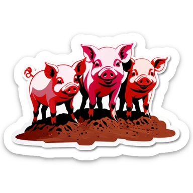 Pigs in dirt sticker