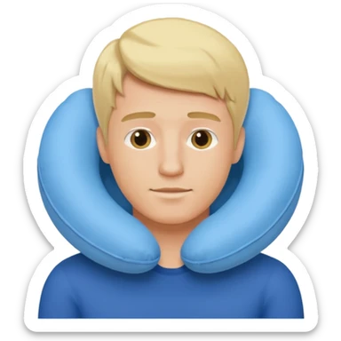 blonde man using travel pillow  sticker