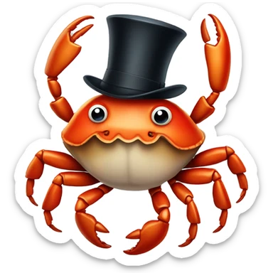 Crab wearing a top hat sticker