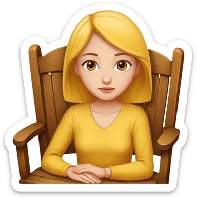 a yellow woman sitting on a chair sticker