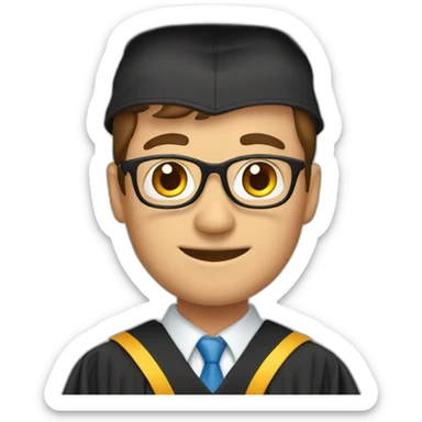 male teacher wearing a graduation hat sticker