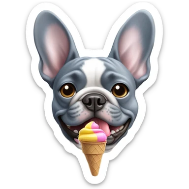 French bulldog blue and grey with ice cream cone sticker