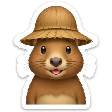 capybara with coconut hat sticker