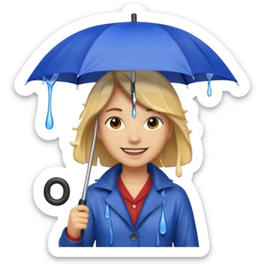 People getting wet (umbrella, dripping hair) sticker