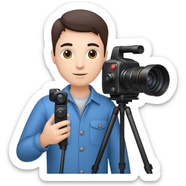 Photographer with tripod & remote, sticker